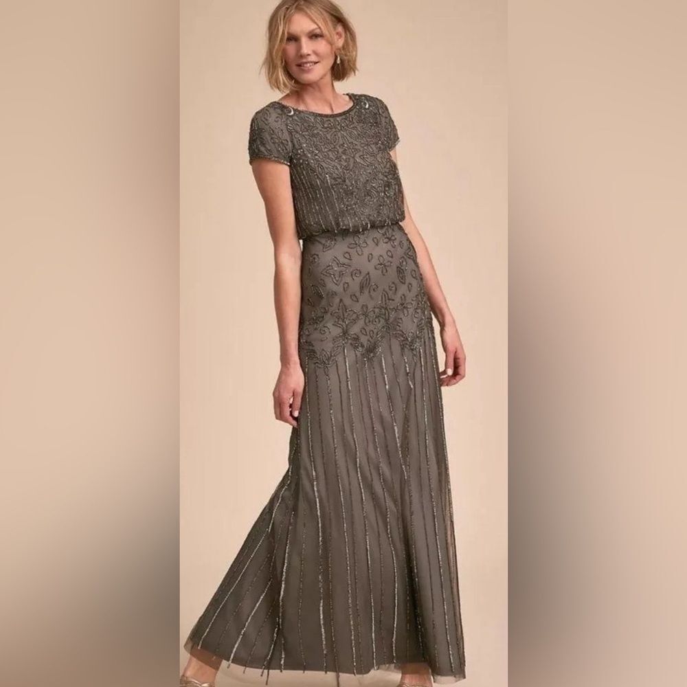 Bhldn Adrianna Papell Wyatt Gray Embellished Mother Of The Bride Maxi Dress 14